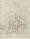 drawing: The Three Fates. black chalk on paper