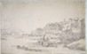 drawing: View of a Port  (recto). graphite and grey wash on paper