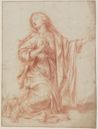 drawing: Study for the Virgin Annunciate. red chalk on paper