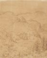 drawing: Alpine Landscape (View of Waltensburg). pen and brown ink on paper
