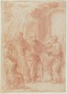 drawing: Peter Denouncing Simon (a); Christ Delivering the Keys to Peter (b). red chalk on paper