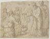 drawing: Sacrificial Scene. pen and brown ink and grey wash heightened with white on paper