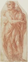drawing: Standing Man. red chalk on paper