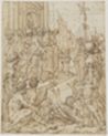 drawing: Ecce Homo. pen and brown ink and brown wash over graphite on paper