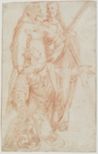drawing: Saints Andrew, Catherine, and Francis. red chalk on paper