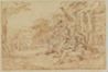 drawing: The Flight into Egypt (a); Madonna and Child (b). pen and brown ink over graphite on paper