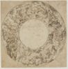 drawing: Design for a Circular Dish. pen and brown ink and brown wash on paper