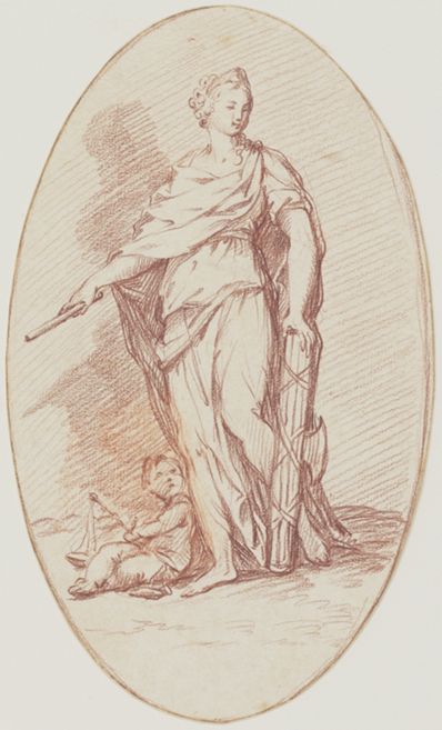 drawing: Allegory of Justice. red chalk on paper