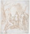 drawing: The Choice of Hercules. pen and brown ink, brown wash, black chalk on paper