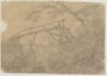 drawing: Landscape with Wooden Bridge. pen and grey ink, grey wash over black chalk on paper