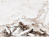 drawing: Rocky Landscape. pen and brown ink, brown wash, over traces of black chalk on paper