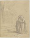 drawing: The Visitation. black chalk (counterproof) on paper