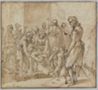 drawing: An Entombment. pen and brown ink with brown wash over graphite and black chalk on paper