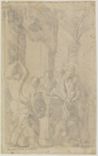 drawing: Sacrificial Scene. black chalk (counterproof) on paper