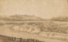 drawing: River Landscape. pen and brown ink, brown wash, black chalk heightened with white on paper