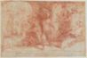 drawing: Publius Mutius Condemning His Colleagues to be Burnt (a); Male Figure Study (b). red chalk on paper