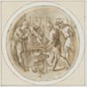 drawing: The Feast of the Passover. pen and brown ink and brown wash over black chalk on paper