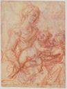 drawing: The Holy Family with Saint John (a); Madonna and Child (b). red chalk over black chalk on paper