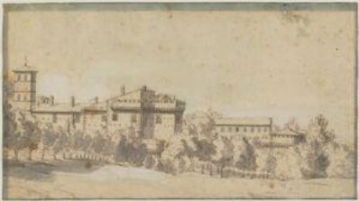 drawing: Landscape with Buildings (a); Landscape (b). pen and brown ink, grey wash, black chalk, heightened with white on paper