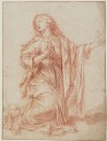 drawing: Study for the Virgin Annunciate. red chalk on paper