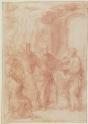 drawing: Peter Denouncing Simon (a); Christ Delivering the Keys to Peter (b). red chalk on paper