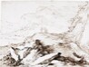 drawing: Rocky Landscape. pen and brown ink, brown wash, over traces of black chalk on paper