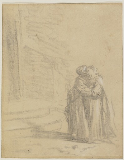 drawing: The Visitation. black chalk (counterproof) on paper