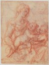 drawing: The Holy Family with Saint John (a); Madonna and Child (b). red chalk over black chalk on paper